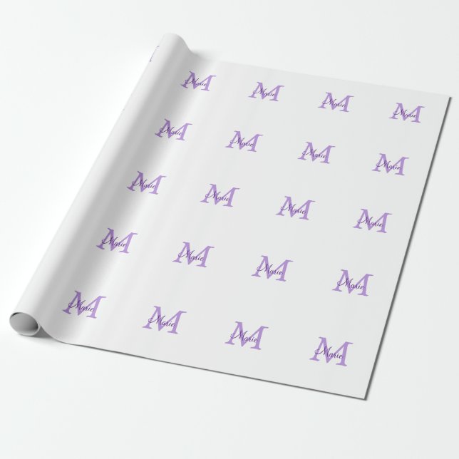 simple minimal add name monogram pink red   throw  wrapping paper (Unrolled)