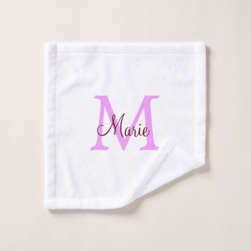 simple minimal add name monogram pink red  wash cloth