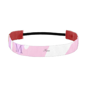 simple minimal add name monogram pink red watercol athletic headband