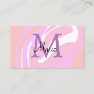 simple minimal add name monogram pink red watercol business card