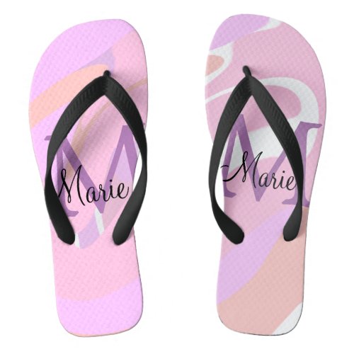 simple minimal add name monogram pink red watercol flip flops