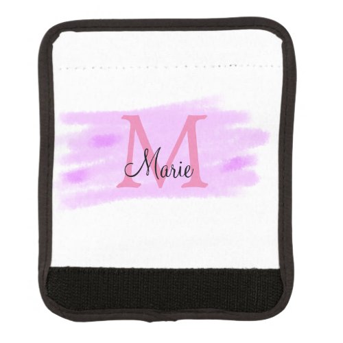 simple minimal add name monogram pink watercolor   luggage handle wrap