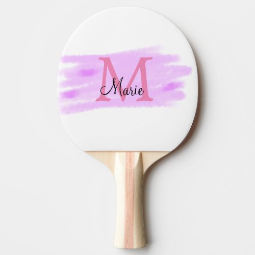 simple minimal add name monogram pink watercolor   ping pong paddle
