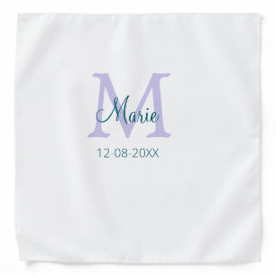 simple minimal add name monogram purple green date bandana