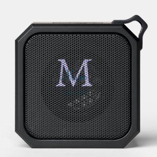 simple minimal add name monogram purple green date bluetooth speaker
