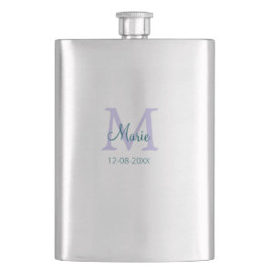 simple minimal add name monogram purple green date flask