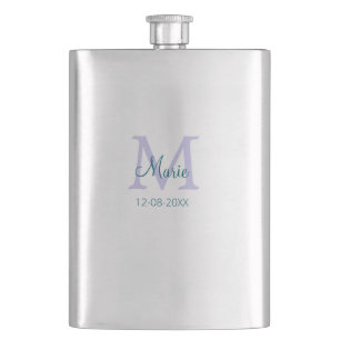 simple minimal add name monogram purple green date flask