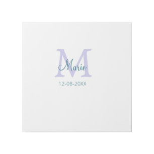 simple minimal add name monogram purple green date gallery wrap