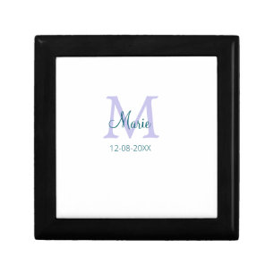 simple minimal add name monogram purple green date gift box
