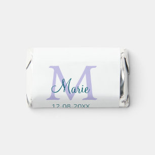 simple minimal add name monogram purple green date hershey's miniatures