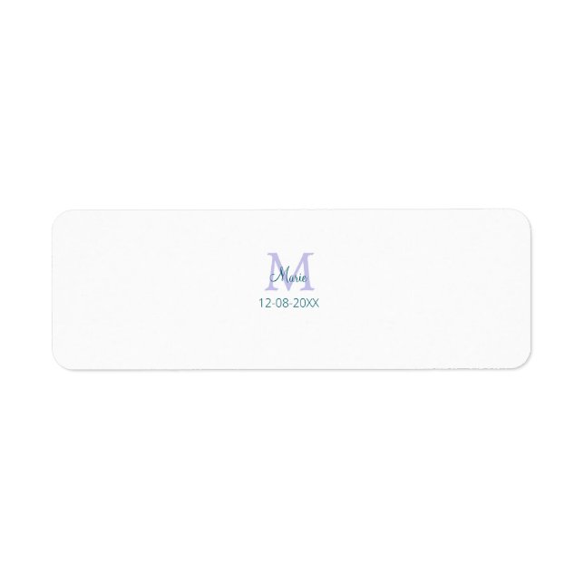 simple minimal add name monogram purple green date label (Front)