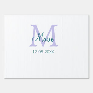 simple minimal add name monogram purple green date sign