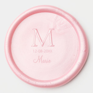 simple minimal add name monogram purple green date wax seal sticker