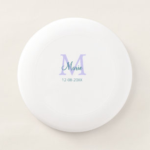 simple minimal add name monogram purple green date Wham-O frisbee