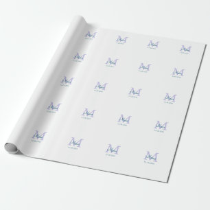 simple minimal add name monogram purple green date wrapping paper