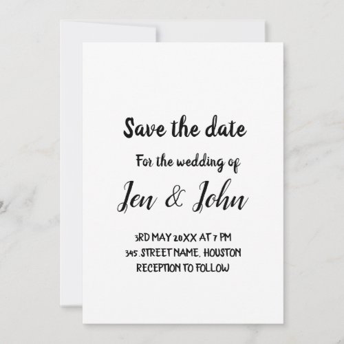 Simple minimal add name place date save the date invitation