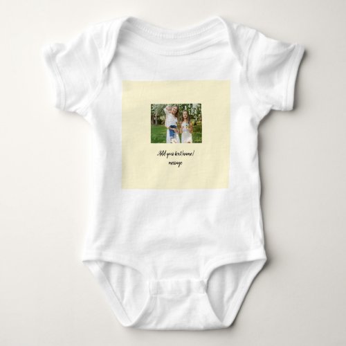 simple minimal add our photo collage name text     baby bodysuit