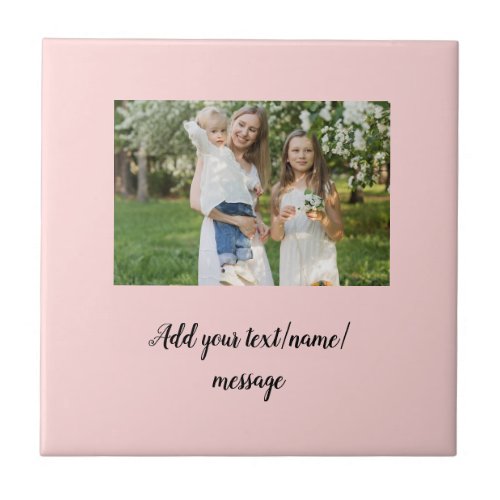 simple minimal add our photo collage name text   ceramic tile