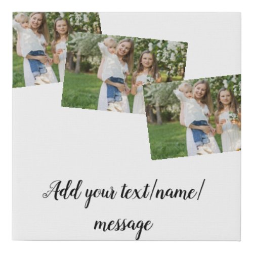 simple minimal add our photo collage name text   faux canvas print