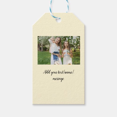 simple minimal add our photo collage name text     gift tags