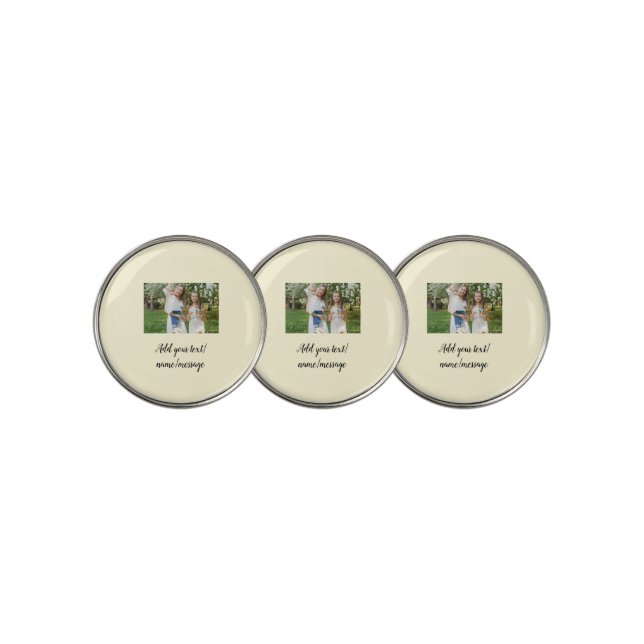 simple minimal add our photo collage name text     golf ball marker (3 Up)