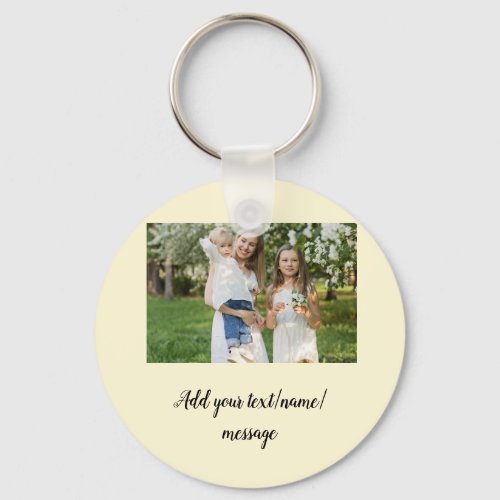 simple minimal add our photo collage name text    keychain