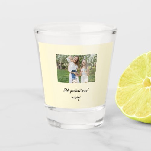 simple minimal add our photo collage name text     shot glass