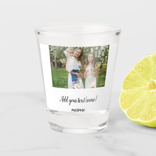 simple minimal add our photo collage name text  shot glass