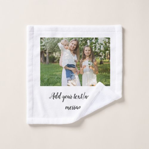 simple minimal add our photo collage name text  wash cloth