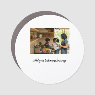 simple minimal add photo collage name family mom car magnet