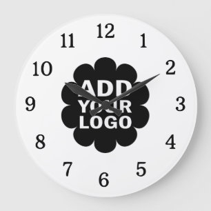 Simple Minimal Add Your Business Logo Promotional Large Clock