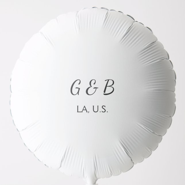 SIMPLE MINIMAL add your couple name city name text Balloon (Front)