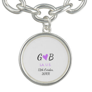 SIMPLE MINIMAL add your couple name city name text Bracelet