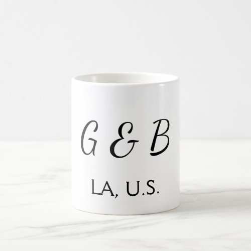 SIMPLE MINIMAL add your couple name city name text Coffee Mug