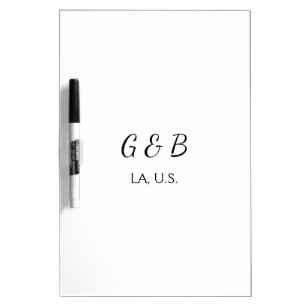 SIMPLE MINIMAL add your couple name city name text Dry Erase Board