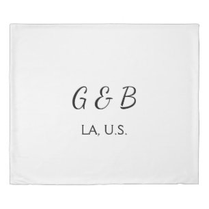 SIMPLE MINIMAL add your couple name city name text Duvet Cover