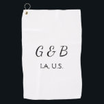 SIMPLE MINIMAL add your couple name city name text Golf Towel<br><div class="desc">design</div>