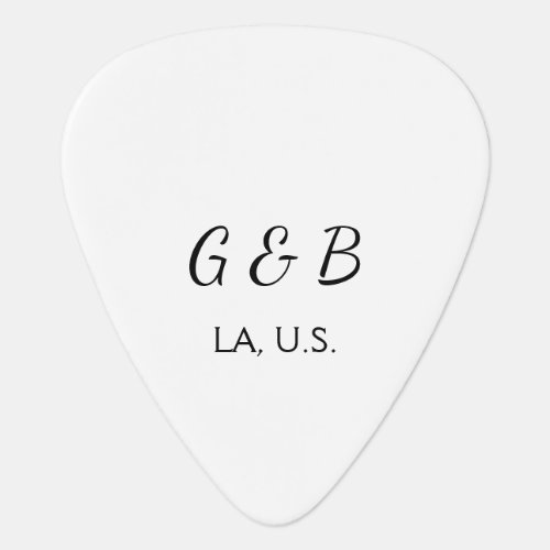 SIMPLE MINIMAL add your couple name city name text Guitar Pick