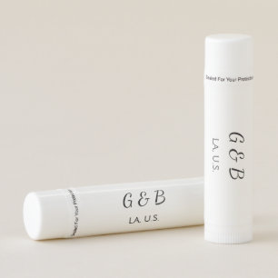 SIMPLE MINIMAL add your couple name city name text Lip Balm