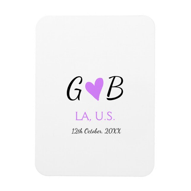 SIMPLE MINIMAL add your couple name city name text Magnet (Vertical)