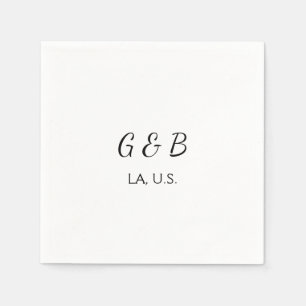 SIMPLE MINIMAL add your couple name city name text Napkins