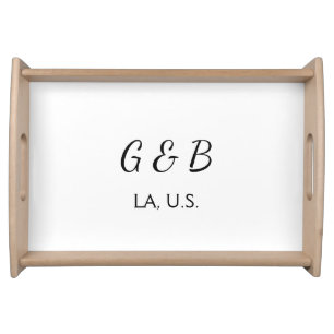 SIMPLE MINIMAL add your couple name city name text Serving Tray