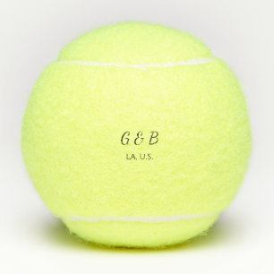 SIMPLE MINIMAL add your couple name city name text Tennis Balls