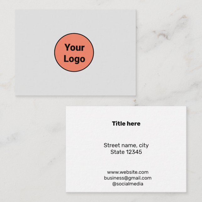SIMPLE MINIMAL ADD YOUR LOGO CUSTOM TEXT HERE BUSI NOTE CARD (Front/Back)