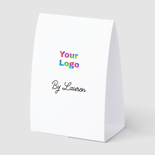 SIMPLE MINIMAL ADD YOUR LOGO CUSTOM TEXT HERE BUSI PAPER TABLE TENT  (Front)