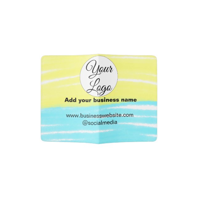 simple minimal add your logo/design BLUE YELLOW  T Passport Holder (Opened)