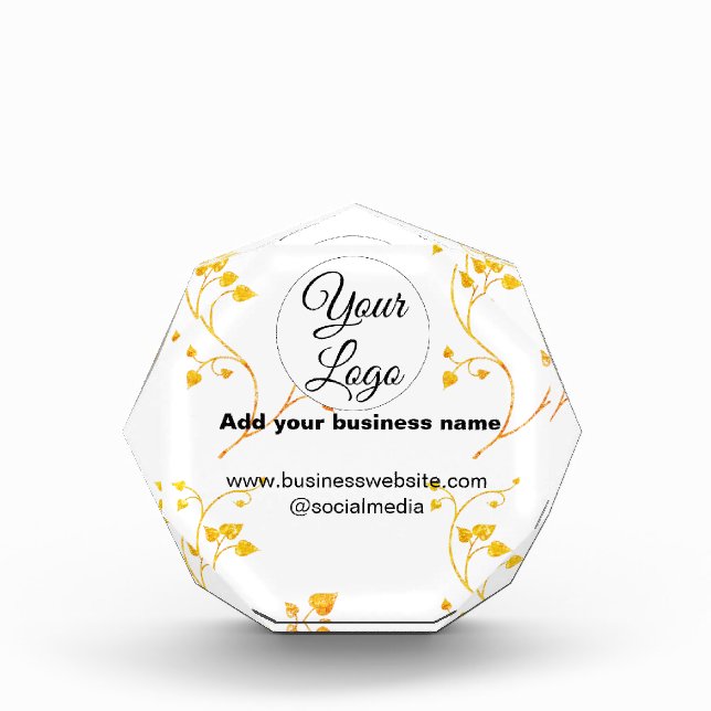 simple minimal add your logo/design gold yellow  t acrylic award (Front)