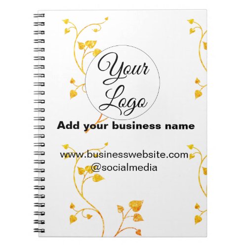 simple minimal add your logodesign gold yellow  t notebook