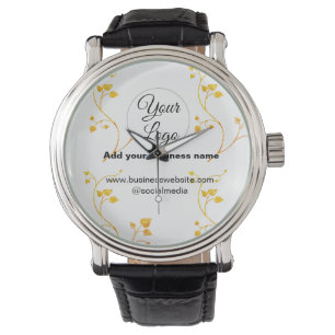 simple minimal add your logo/design gold yellow t watch