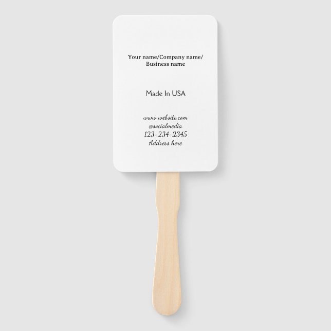 simple minimal add your logo/design here business  hand fan (Front)